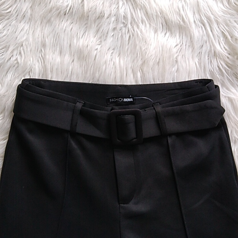 NEW Fashion Nova Walk In The Park Biker Trouser - Black - Picture 5 of 16